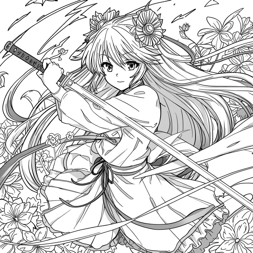 Mitsuri em acao (Desenho para Colorir)