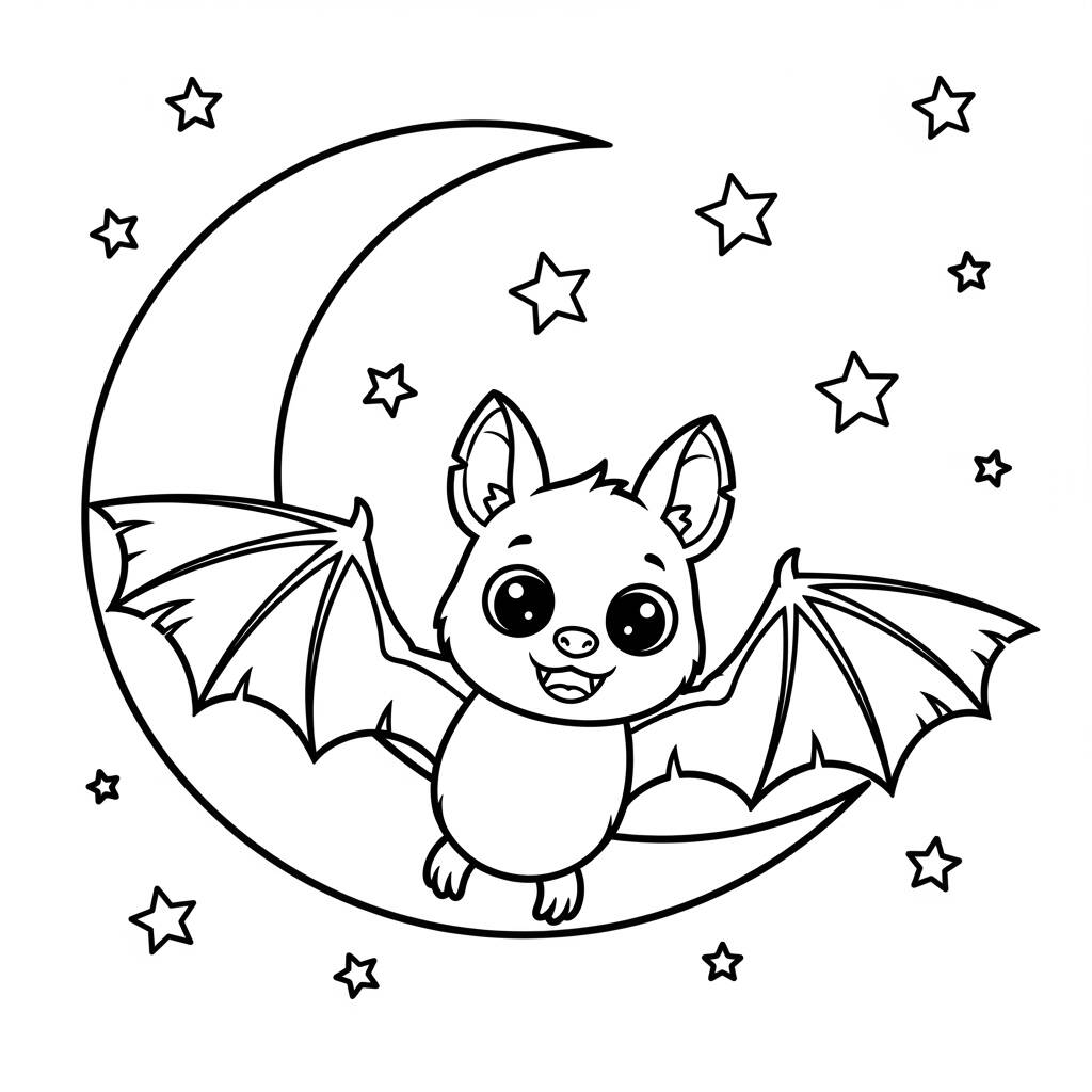 Morcego de Halloween (Desenho para Colorir)