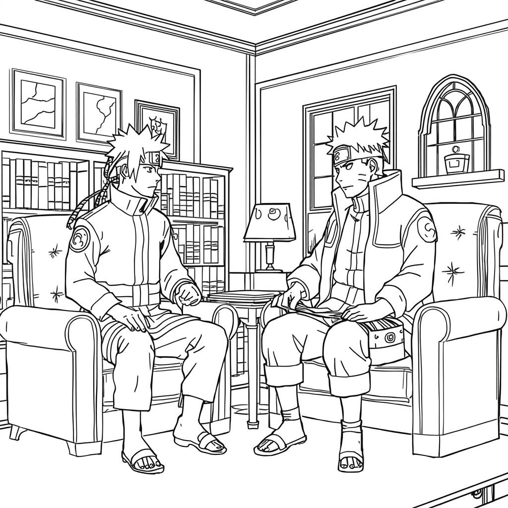 Naruto e Sandaime (Desenho para Colorir)