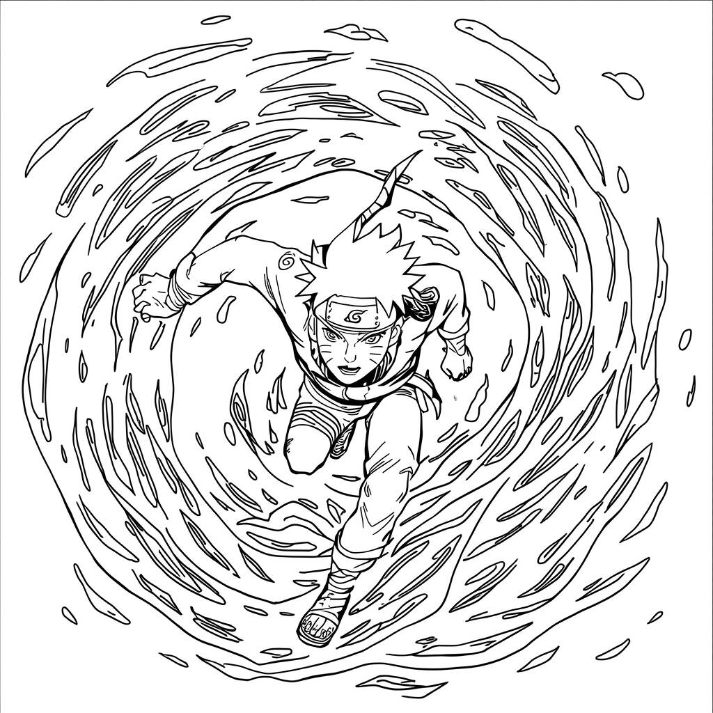 Naruto em Acao (Desenho para Colorir)
