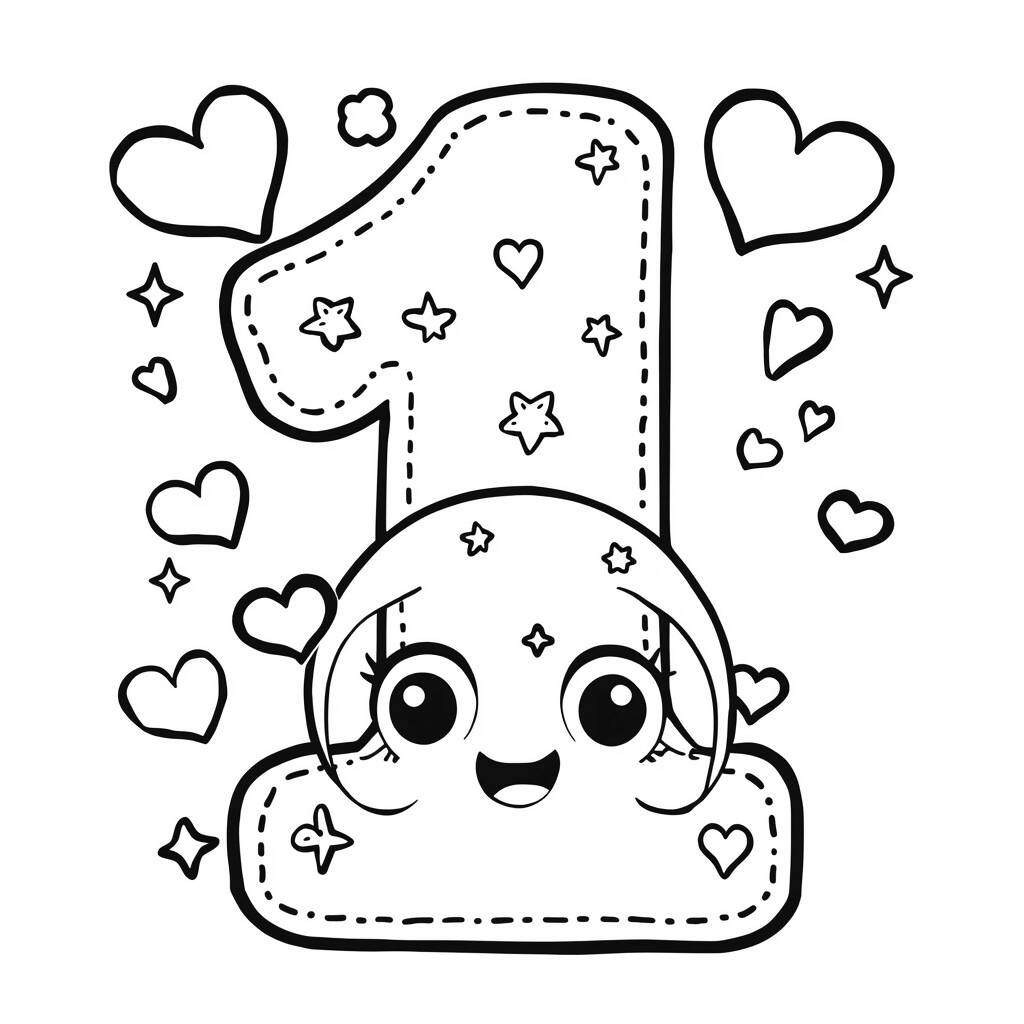 Numeros Kawaii (Desenho para Colorir)