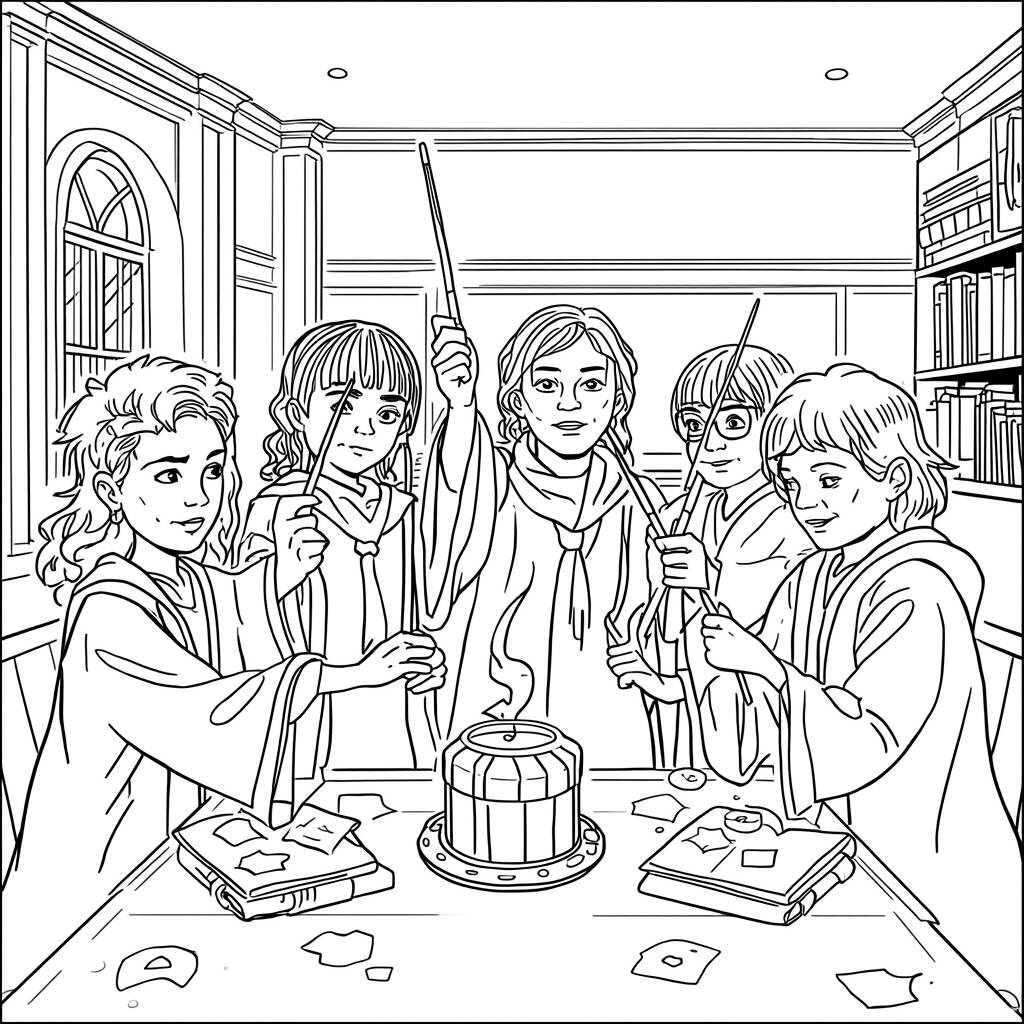 Os Feiticeiros em Acao (Desenho para Colorir)