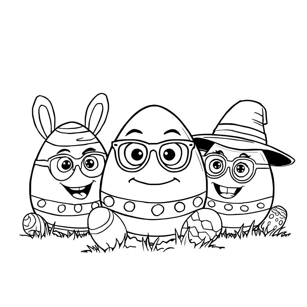 Ovos de Pascoa Divertidos (Desenho para Colorir)