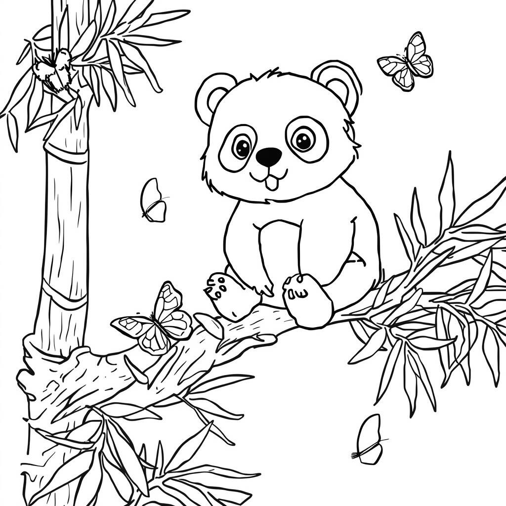 Panda adoravel Para Meninas (Desenho para Colorir)