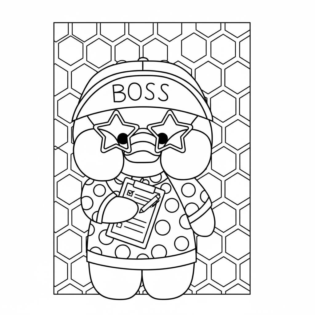 Paper Puck Estiloso com Óculos e Clipboard (Desenho para Colorir)