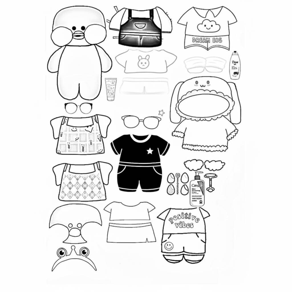 Paper Puck Fashion Fofa (Desenho para Colorir)