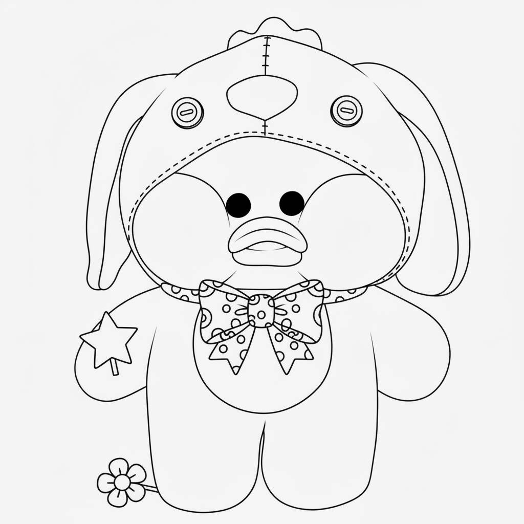 Paper Puck Fofo com Chapeuzinho de Cachorro (Desenho para Colorir)