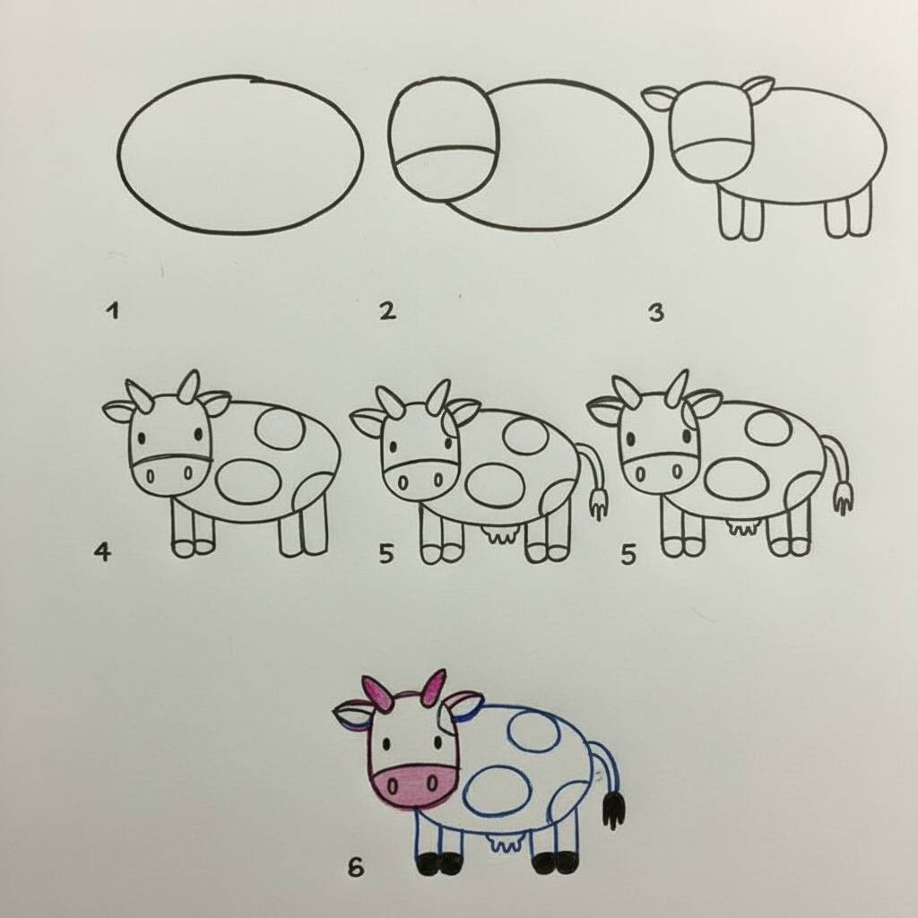 Passo a passo para desenhar uma vaca