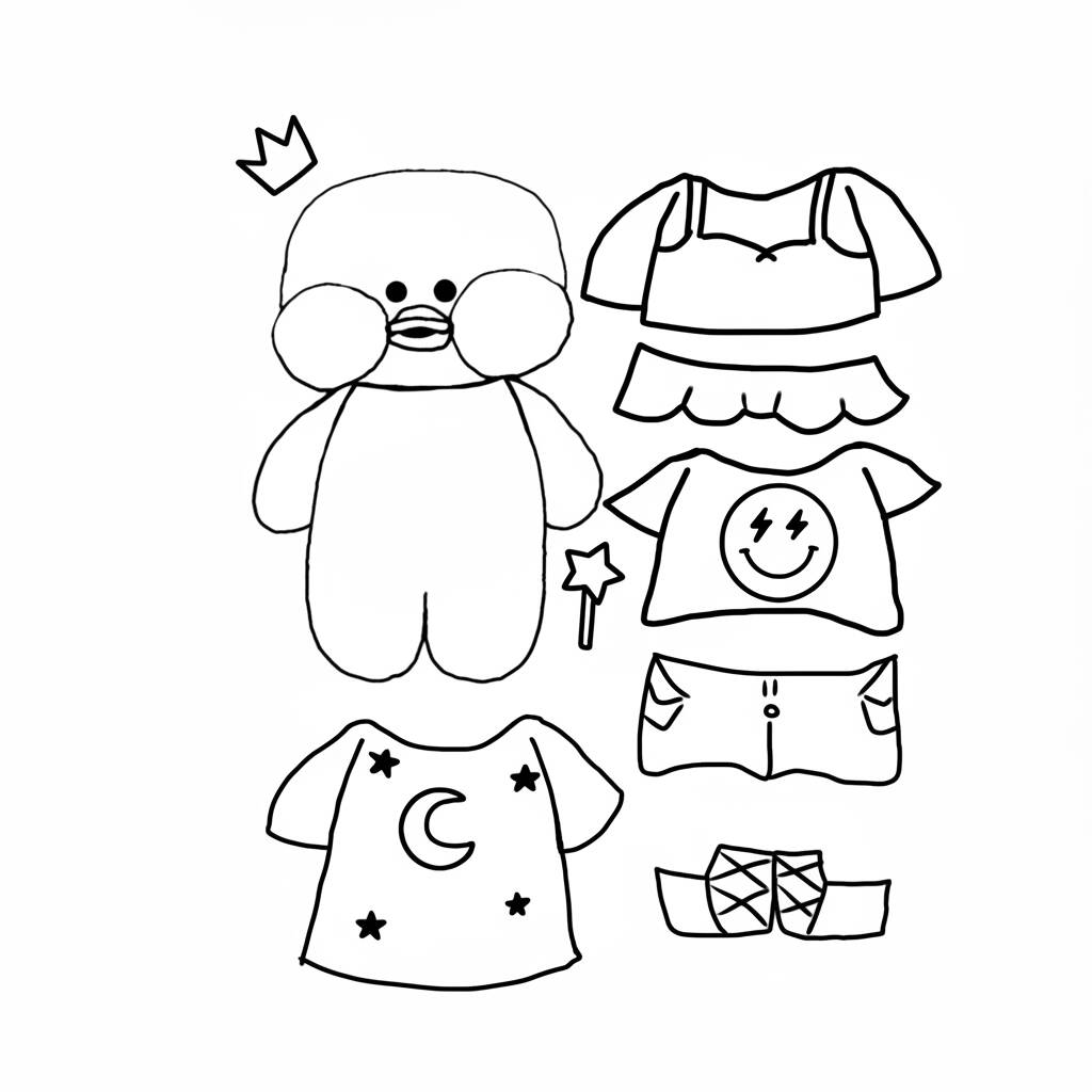 Pato de Papel com roupas divertidas para imprimir