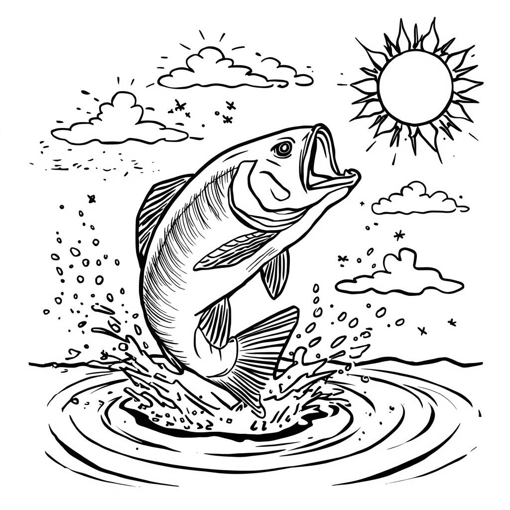 Peixe Jumping Out of Water (Desenho para Colorir)
