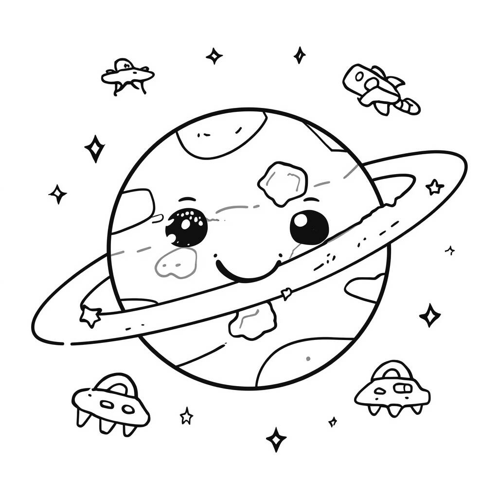 Planeta fofo Para Meninas (Desenho para Colorir)