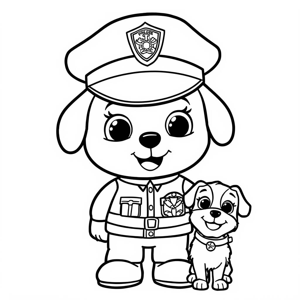 Policia Kawaii (Desenho para Colorir)