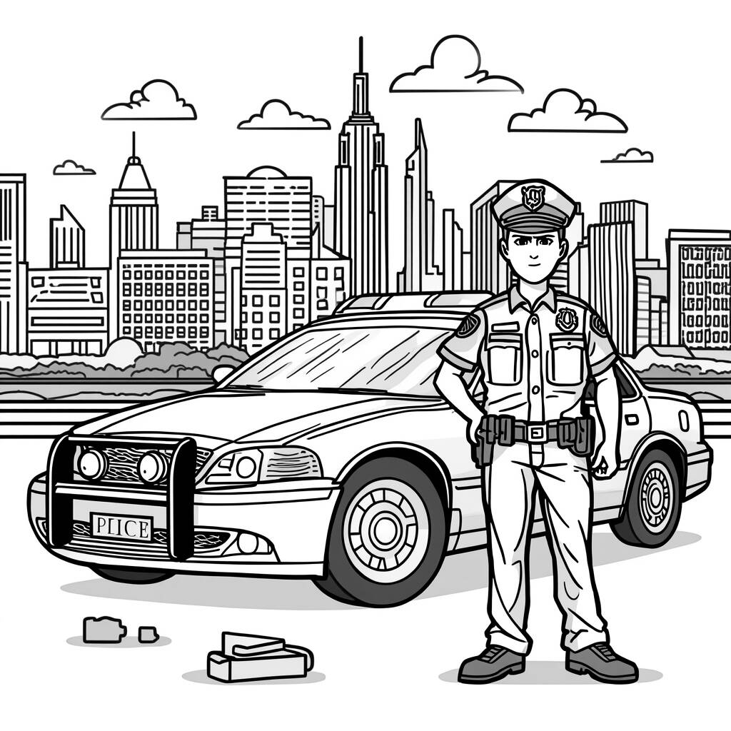 Policia e Patrulha (Desenho para Colorir)