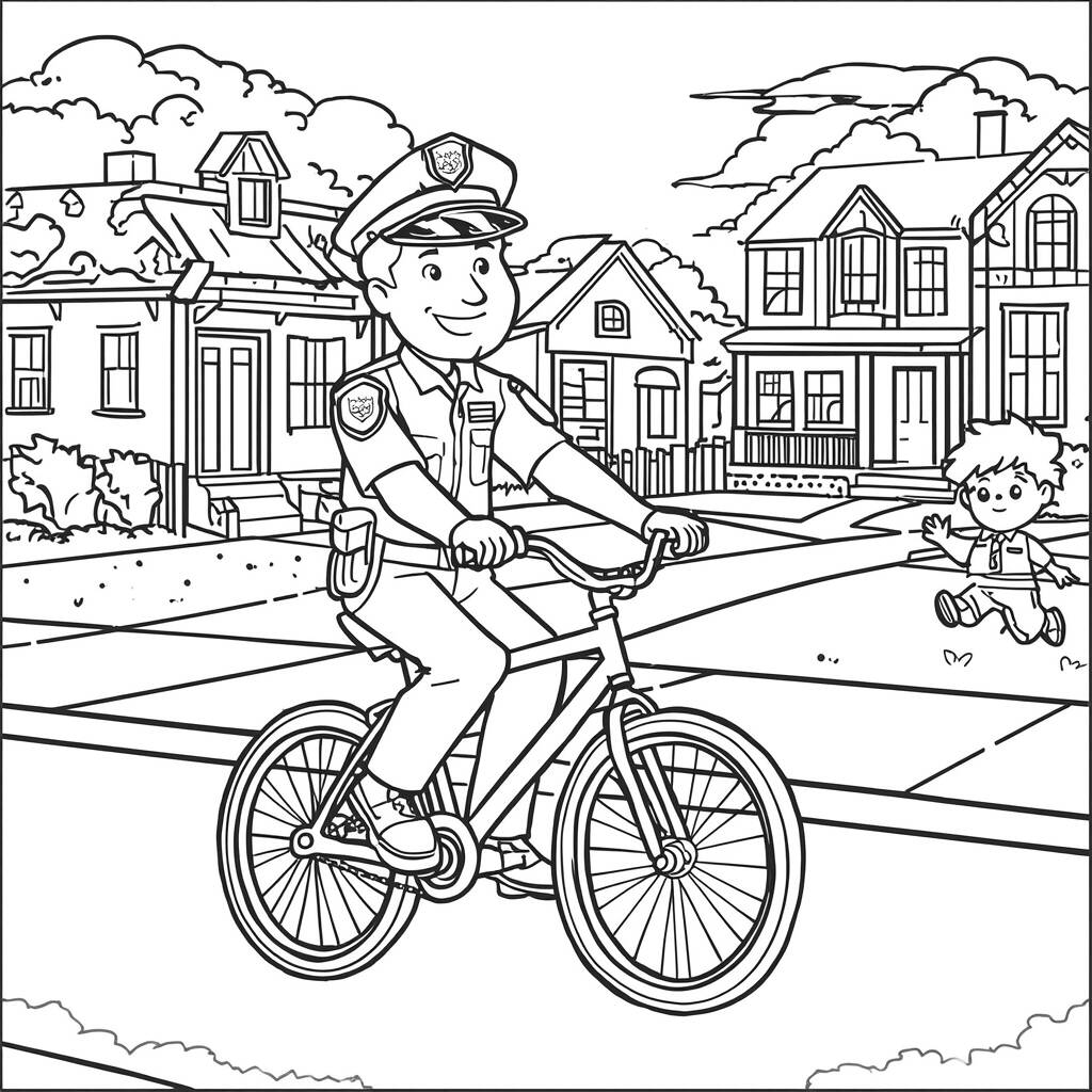 Policia em Patrulha (Desenho para Colorir)