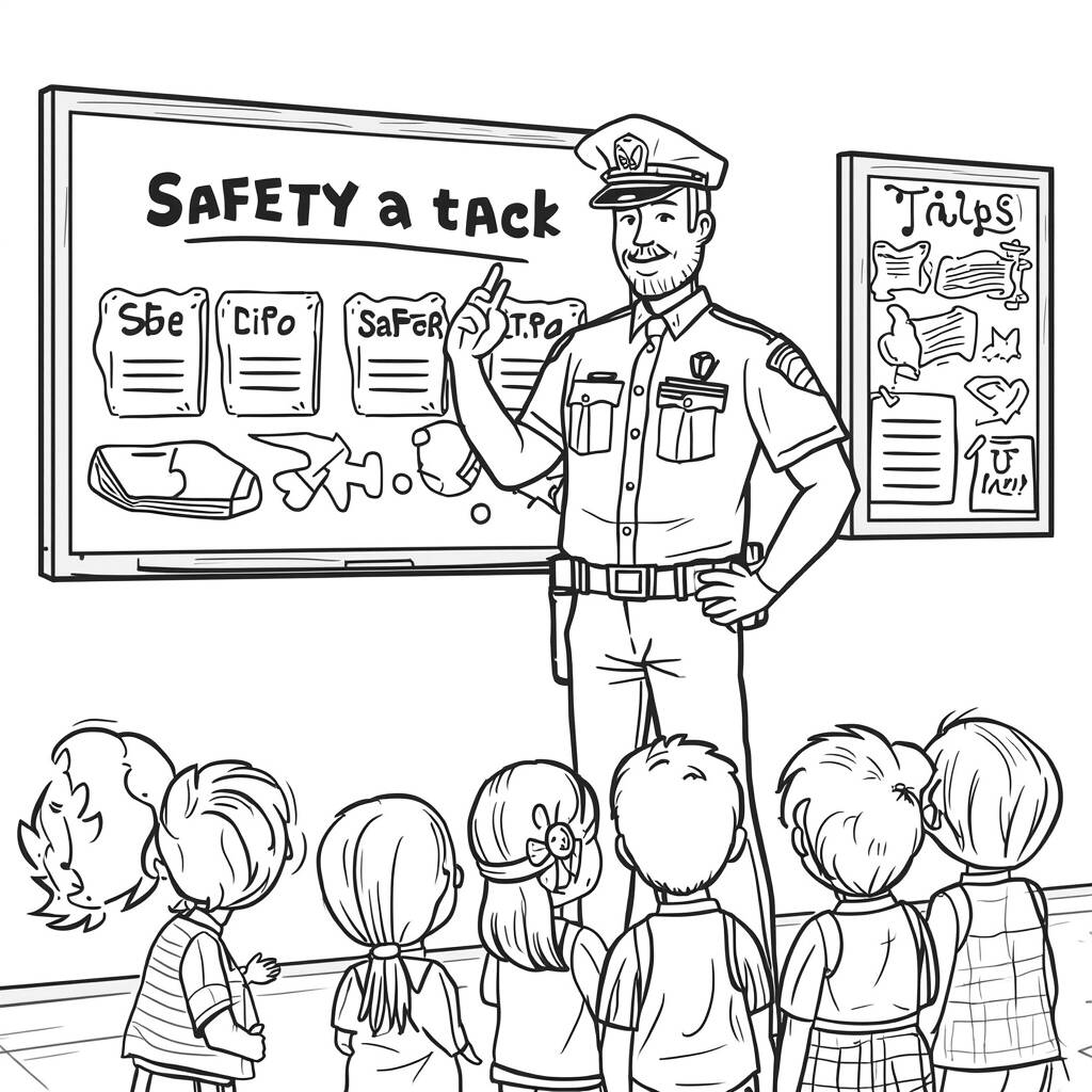 Policial e Cidadao (Desenho para Colorir)