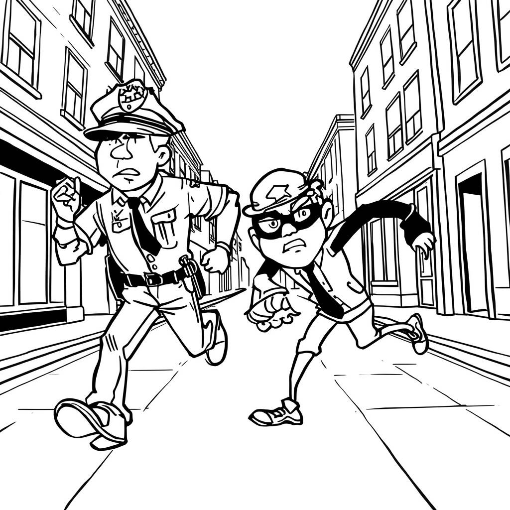 Policial em Acao (Desenho para Colorir)