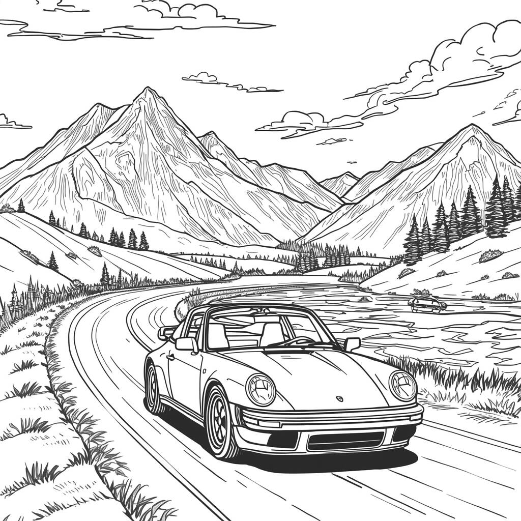 Porshe e Aventura (Desenho para Colorir)