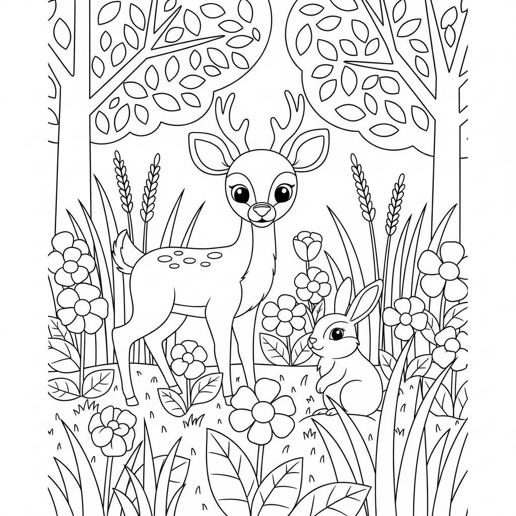 Primavera Animais Selvagens (Desenho para Colorir)