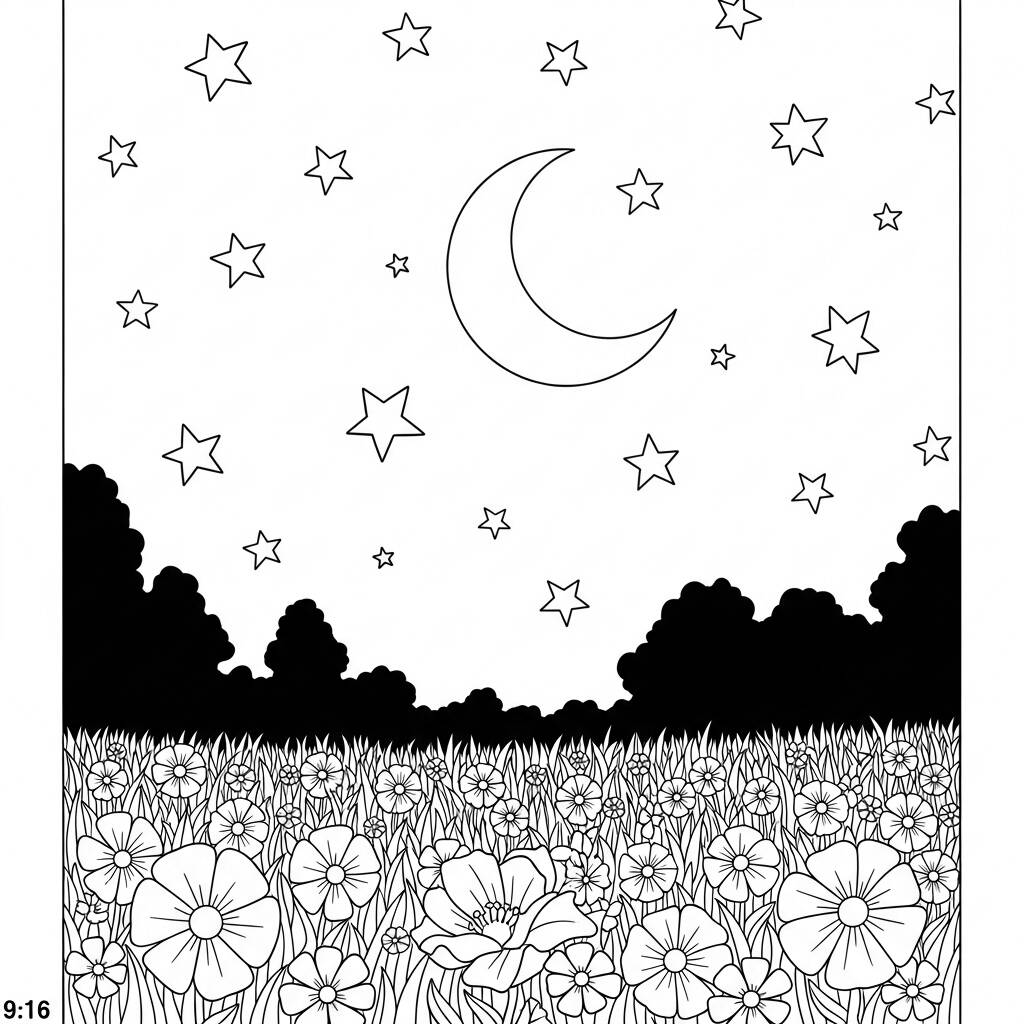 Primavera Ceu Estrelado (Desenho para Colorir)