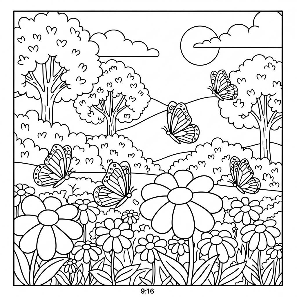 Primavera Cores da Natureza (Desenho para Colorir)