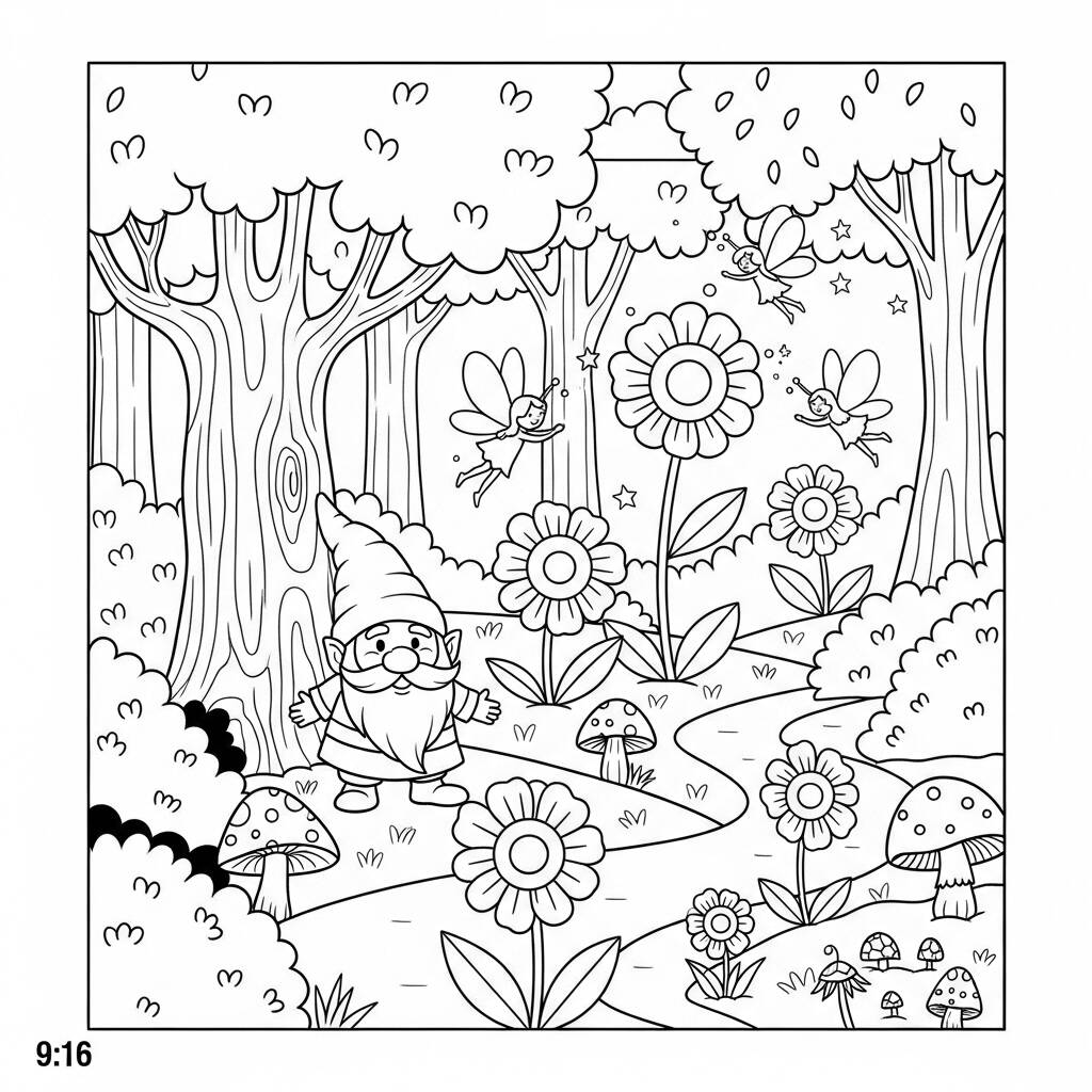 Primavera Floresta Encantada (Desenho para Colorir)