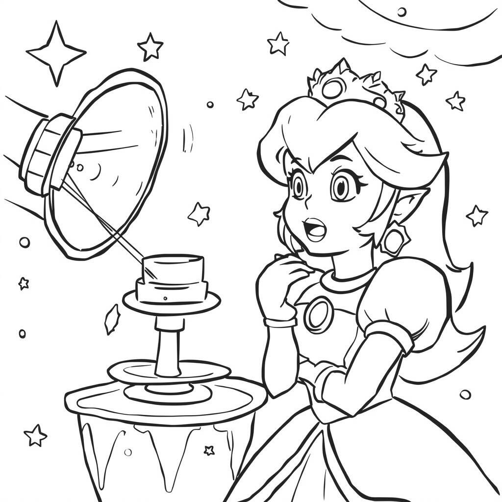 Princesa Peach e o Magico (Desenho para Colorir)