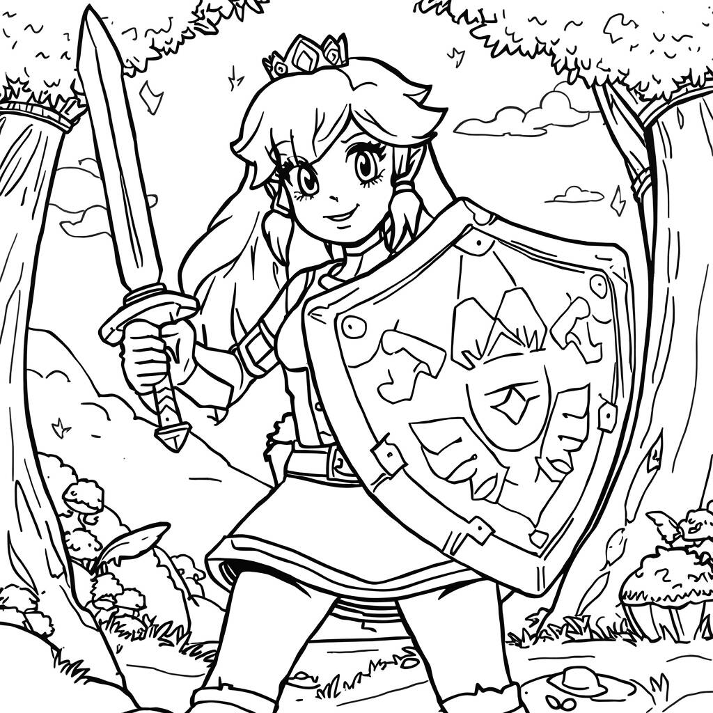 Princesa Peach em Aventura (Desenho para Colorir)