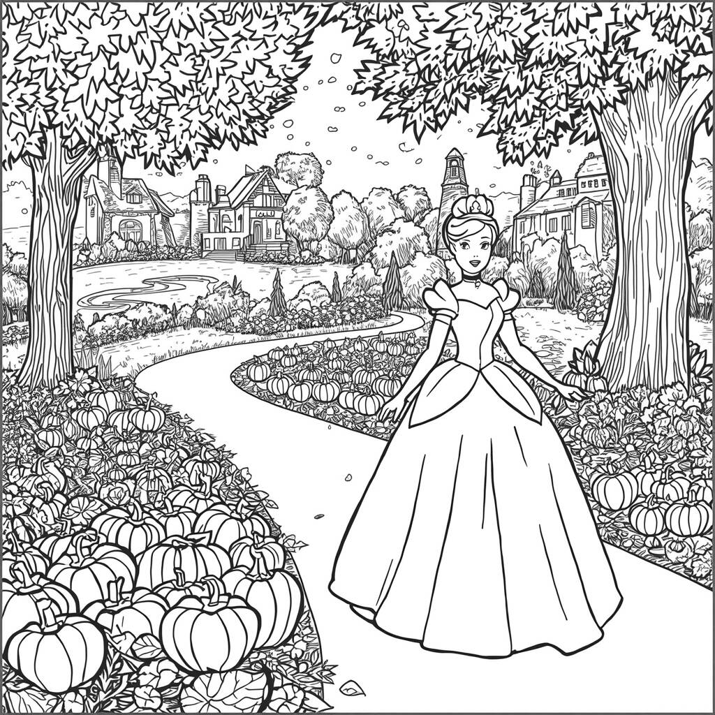 Princesas da Disney Cores do Outono (Desenho para Colorir)