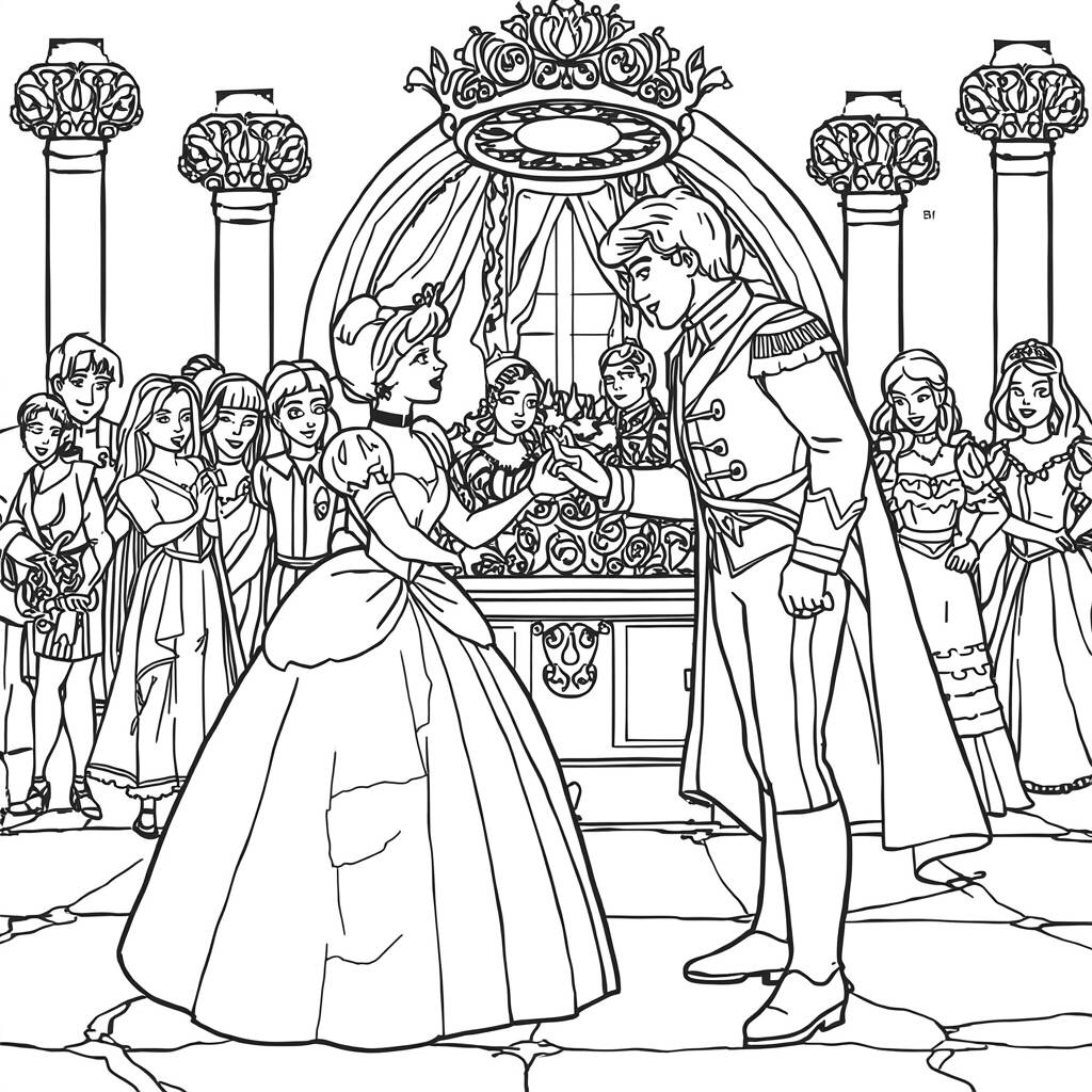 Disney Princesses Encounter (Coloring Page)