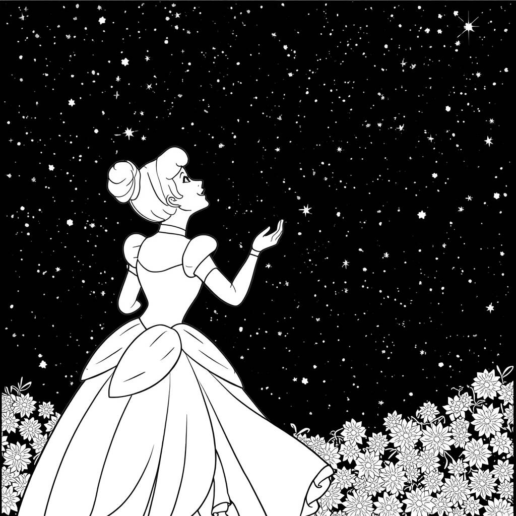 Disney Princesses Stars (Coloring Page)