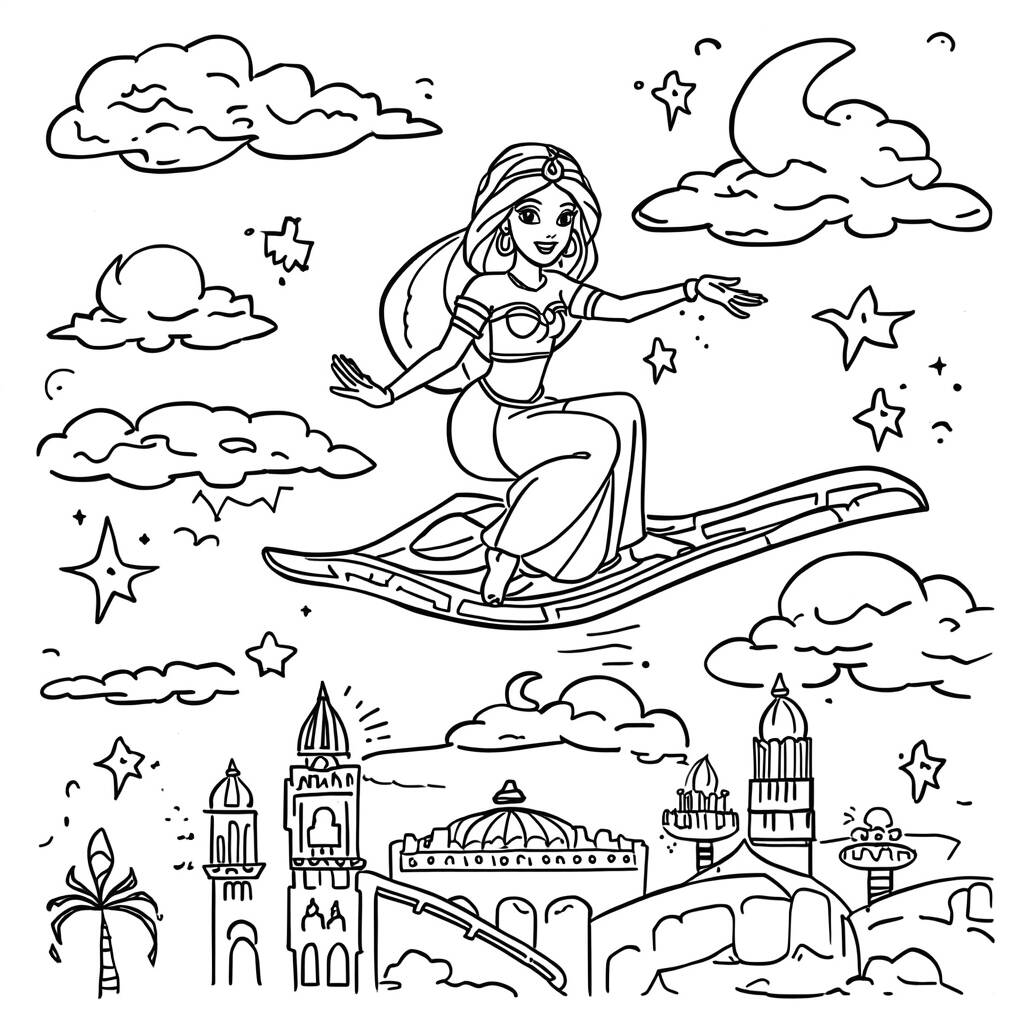 Disney Princesses Fantasy (Coloring Page)