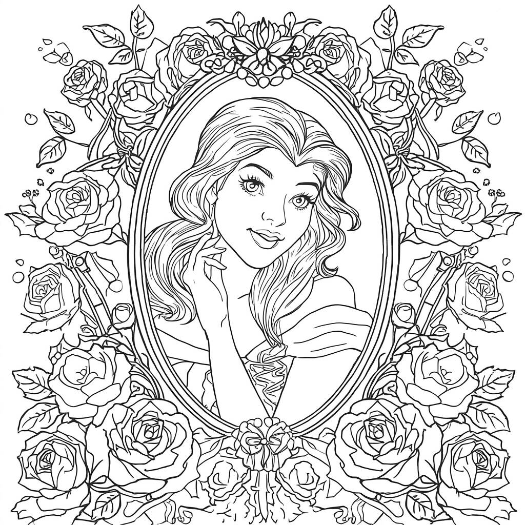 Disney Princesses Reflection (Coloring Page)