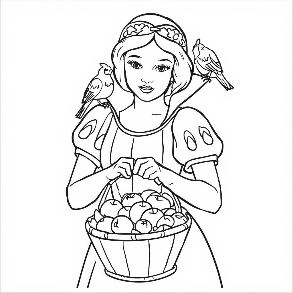 Simple Disney Princesses (Coloring Page)