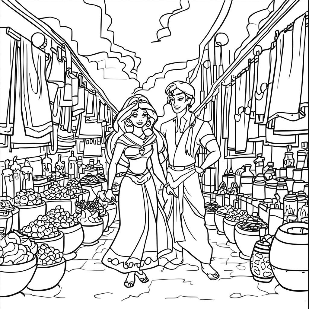 Disney Princesses Travel (Coloring Page)
