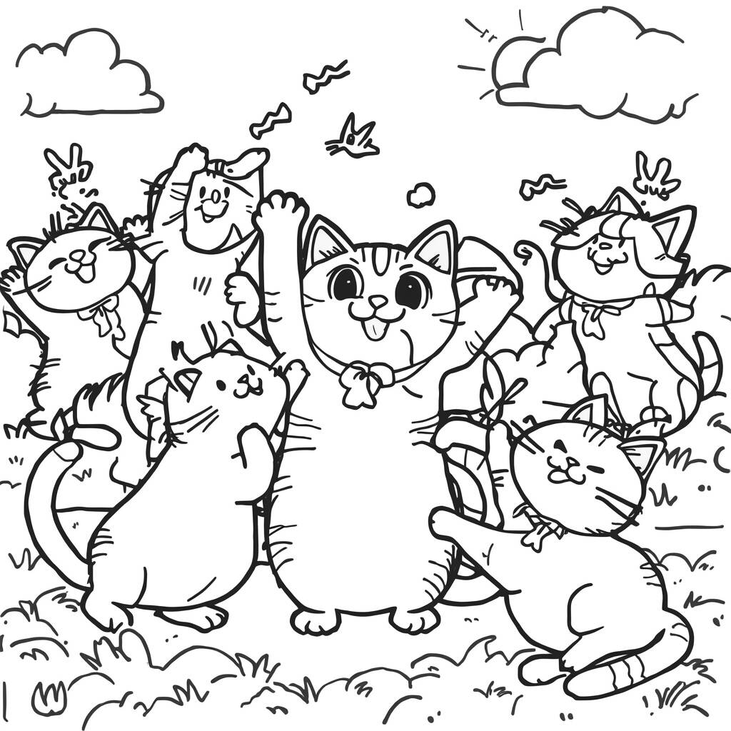 Pusheen e a Amizade (Desenho para Colorir)