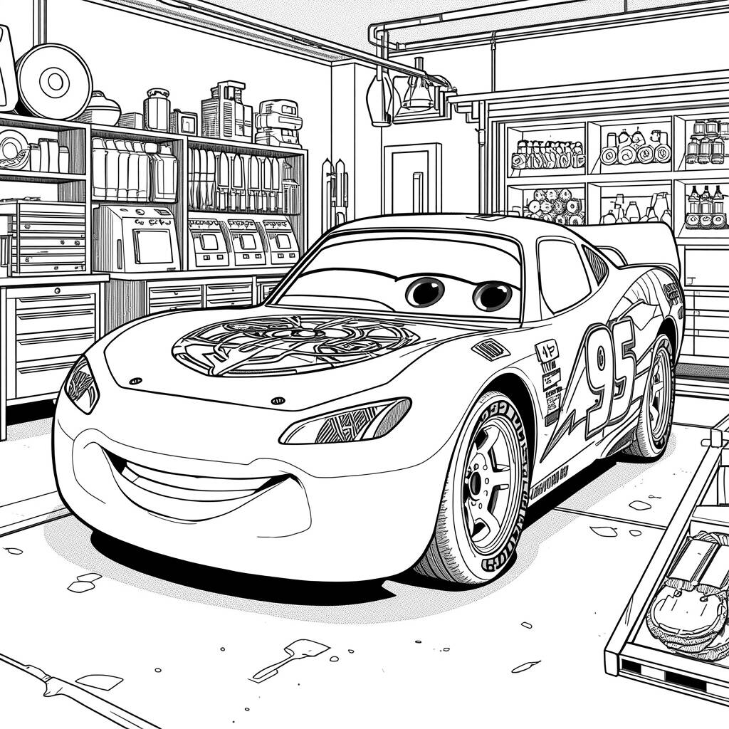 Relampago McQueen Estilo Realista (Desenho para Colorir)