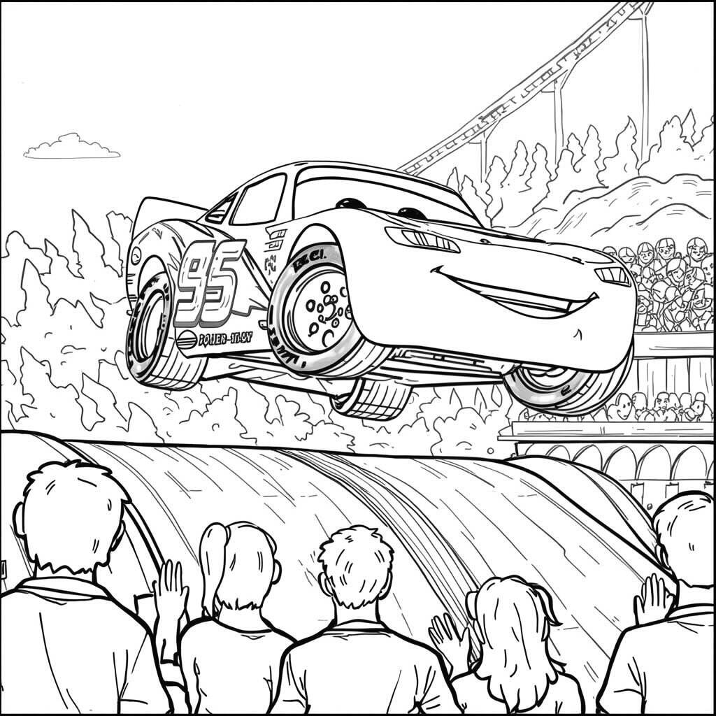 Relampago McQueen em Acao (Desenho para Colorir)