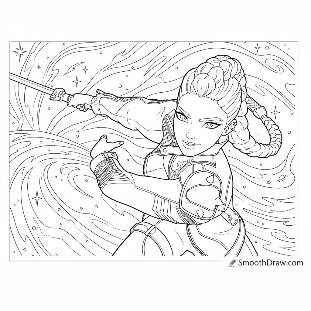 Rumi Aventureira Estilosa (Desenho para Colorir)
