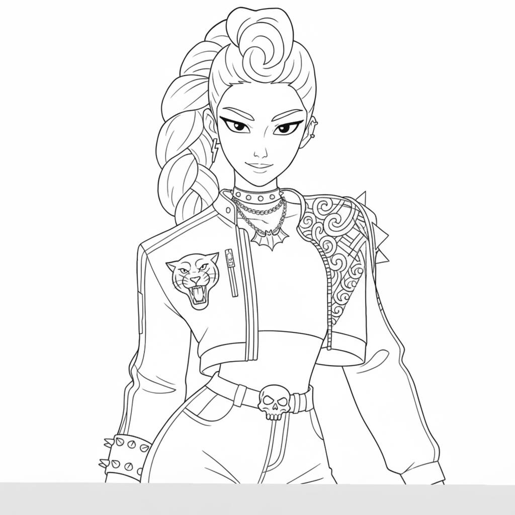 Rumi Estilosa com Jaqueta Fashion (Desenho para Colorir)
