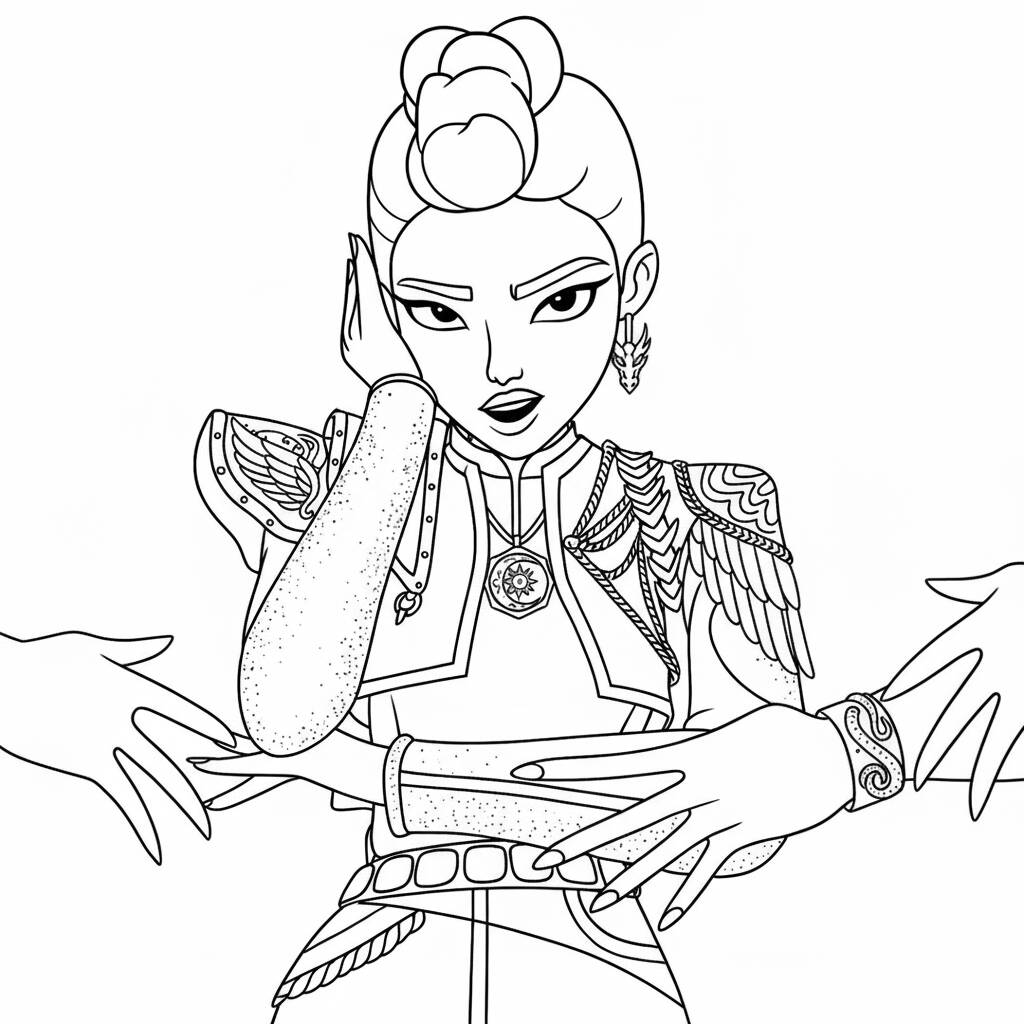 Rumi Guerreira Estilosa (Desenho para Colorir)