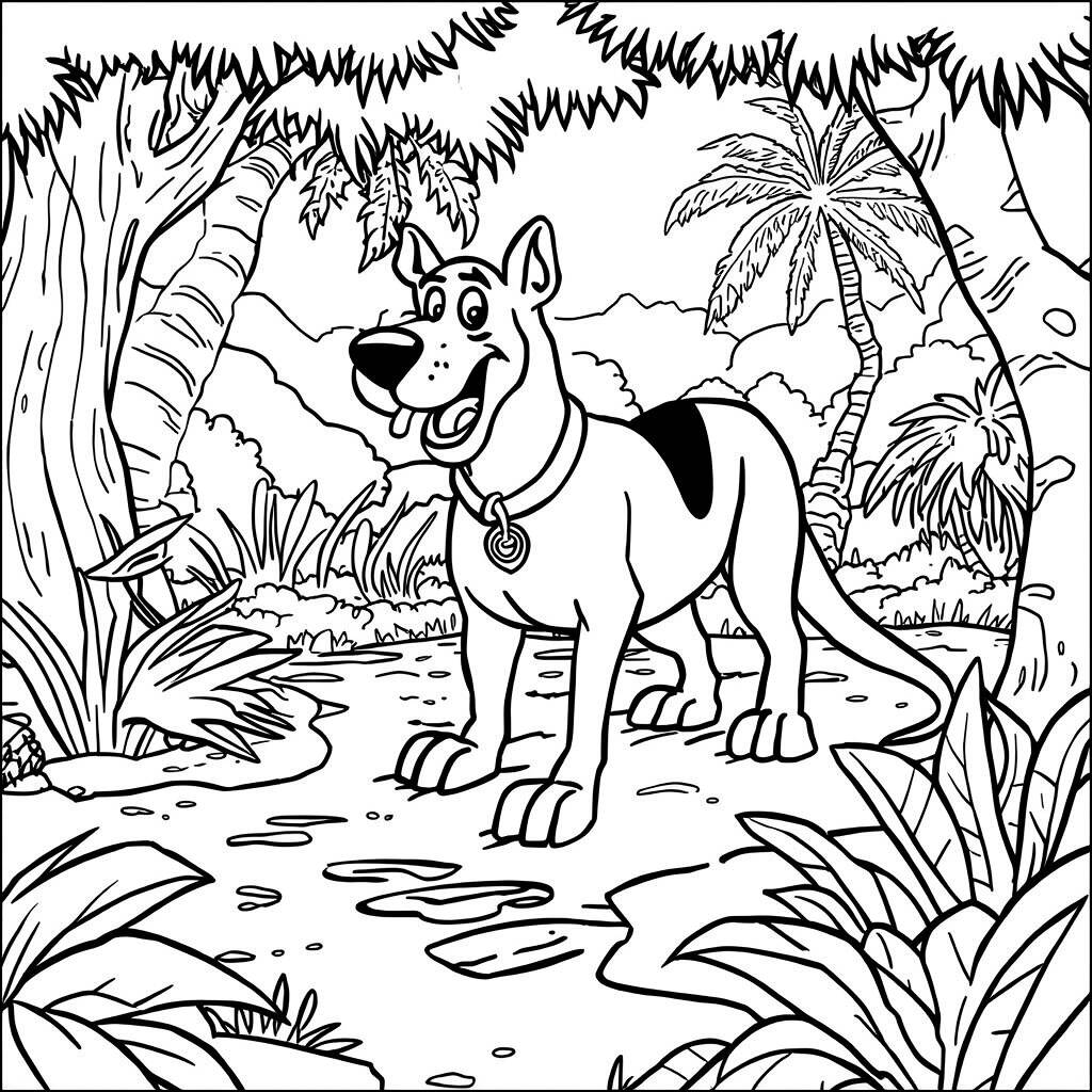 Scooby Doo e Dinossauros (Desenho para Colorir)