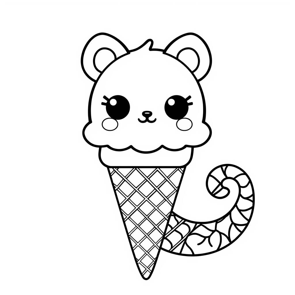 Sorvete Animal (Desenho para Colorir)