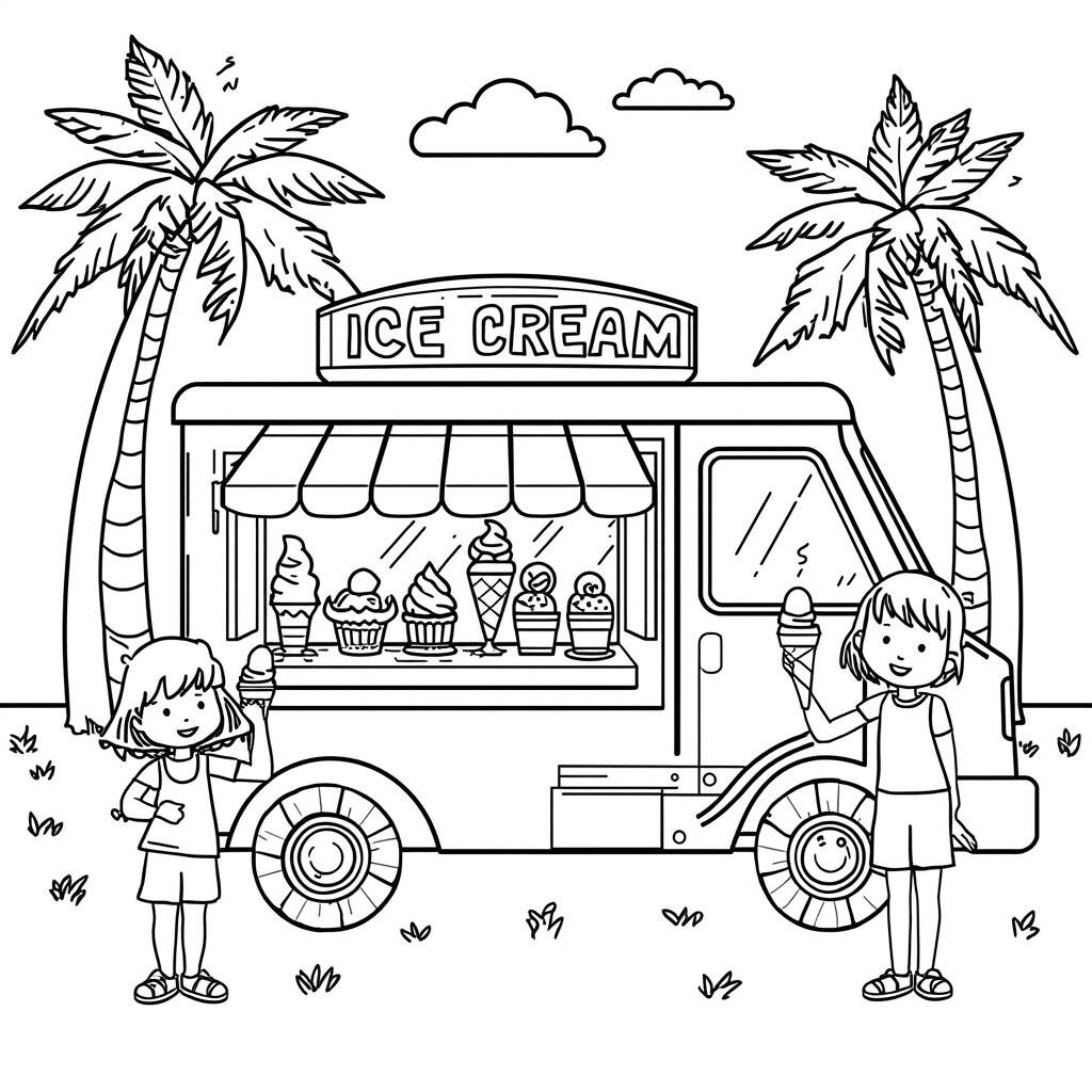 Sorvete de Verao (Desenho para Colorir)