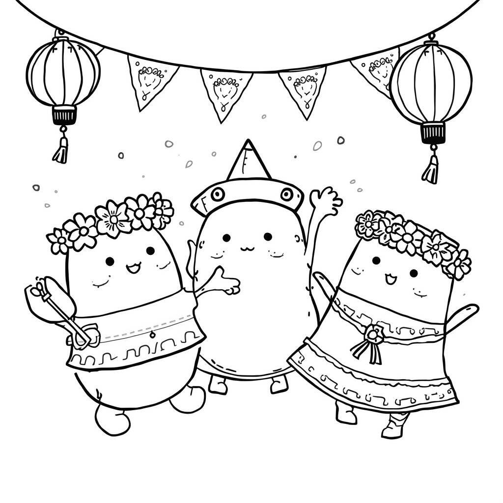 Squishmallows Estilo de Festival (Desenho para Colorir)