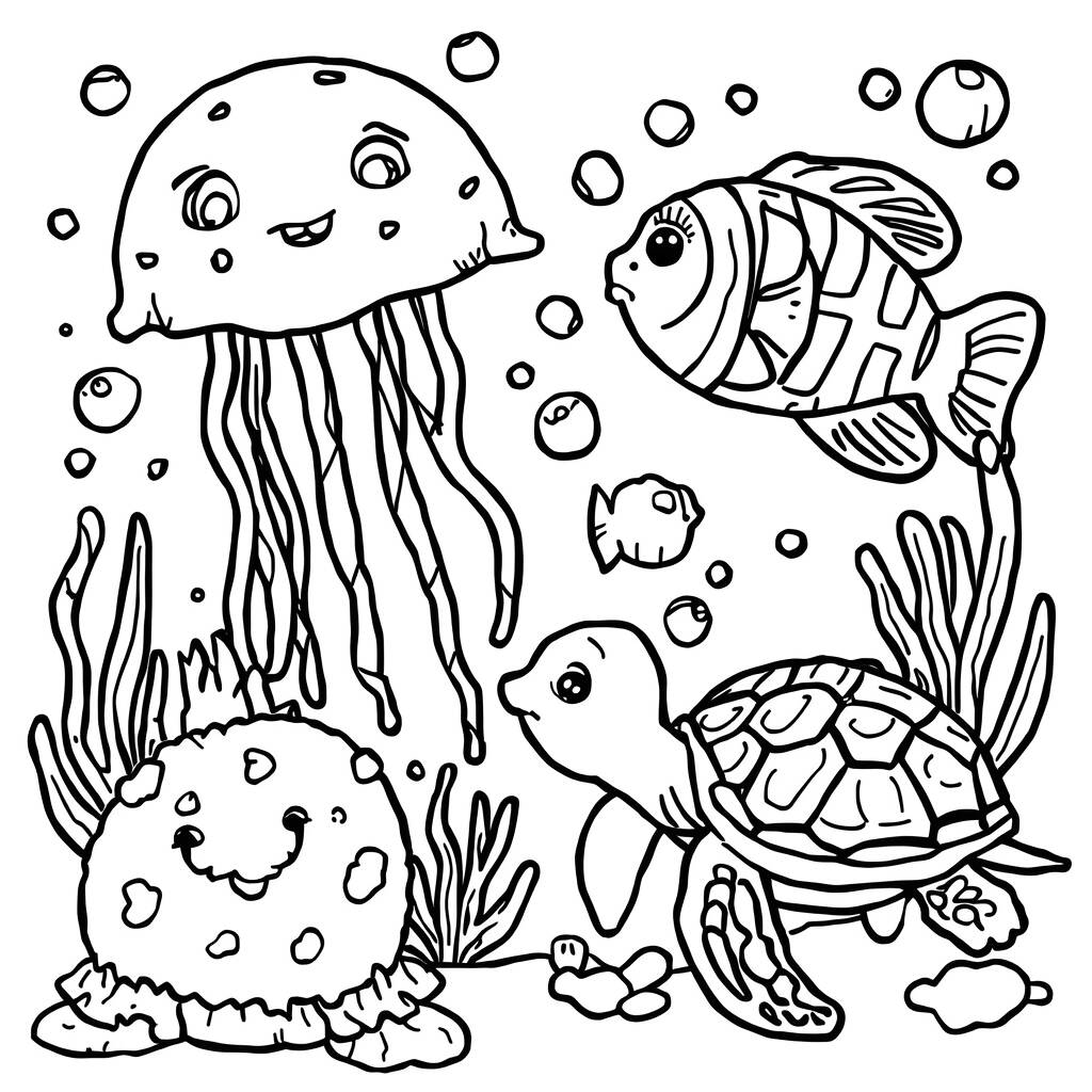 Squishmallows Mundo Subaquatico (Desenho para Colorir)
