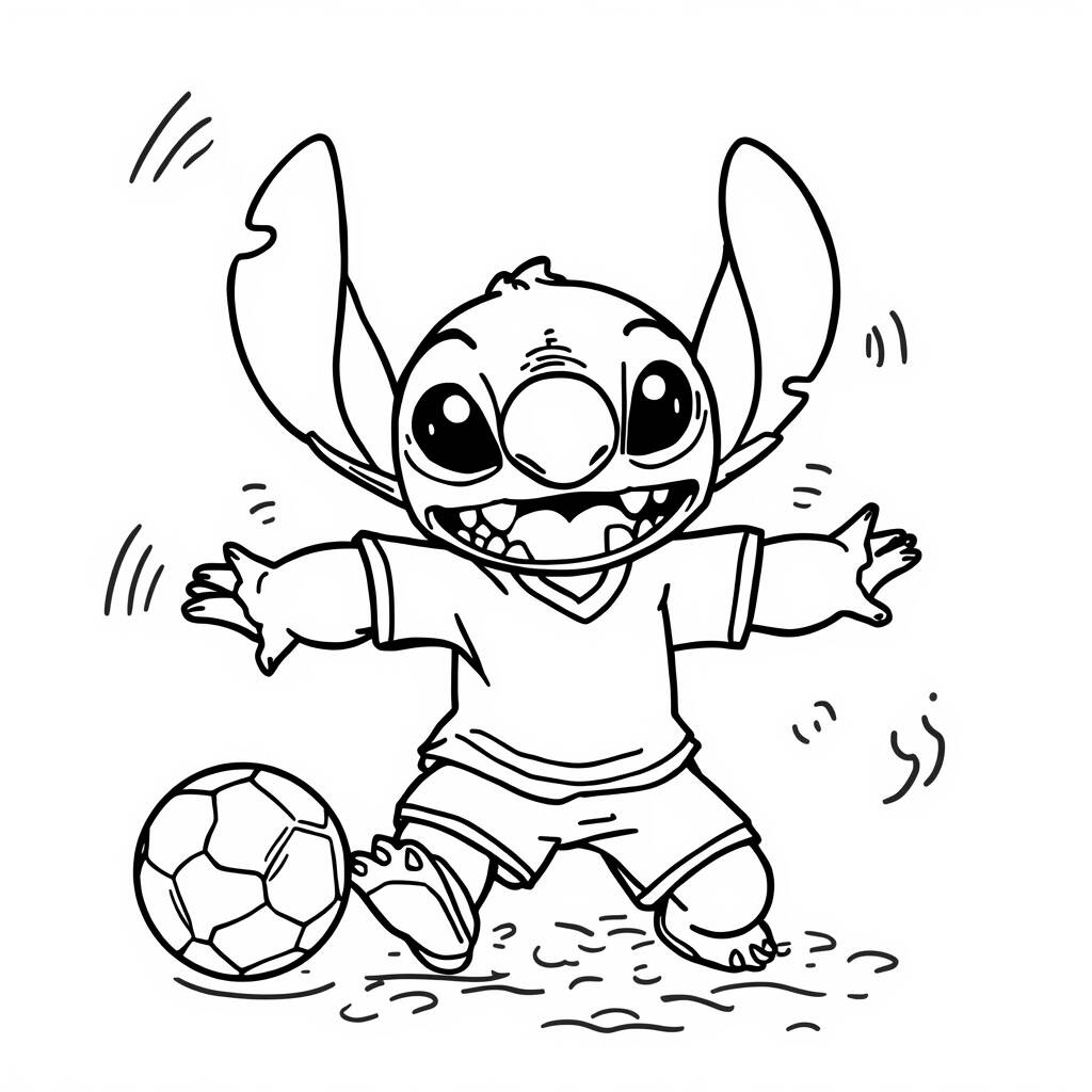 Stitch e Esportes (Desenho para Colorir)
