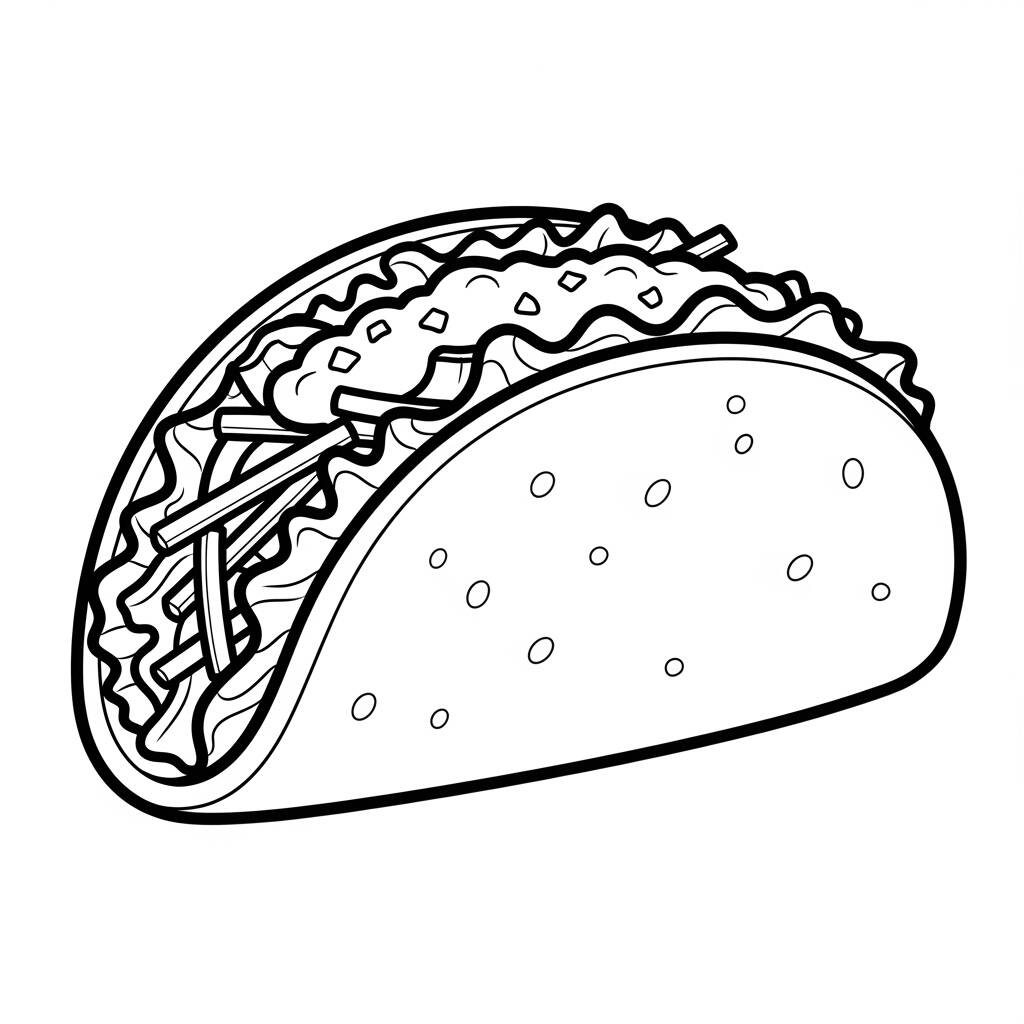 Taco Apetitoso Simples (Desenho para Colorir)