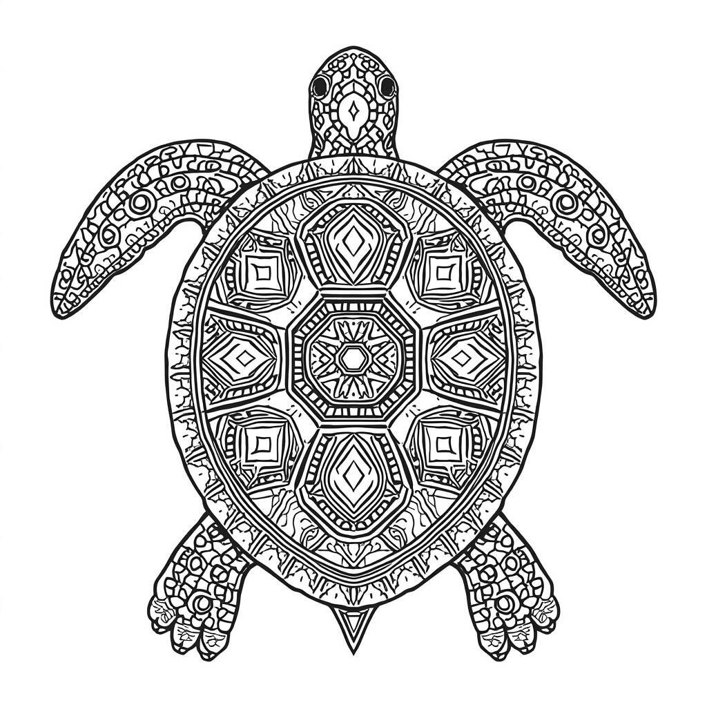 Tartaruga Vintage (Desenho para Colorir)