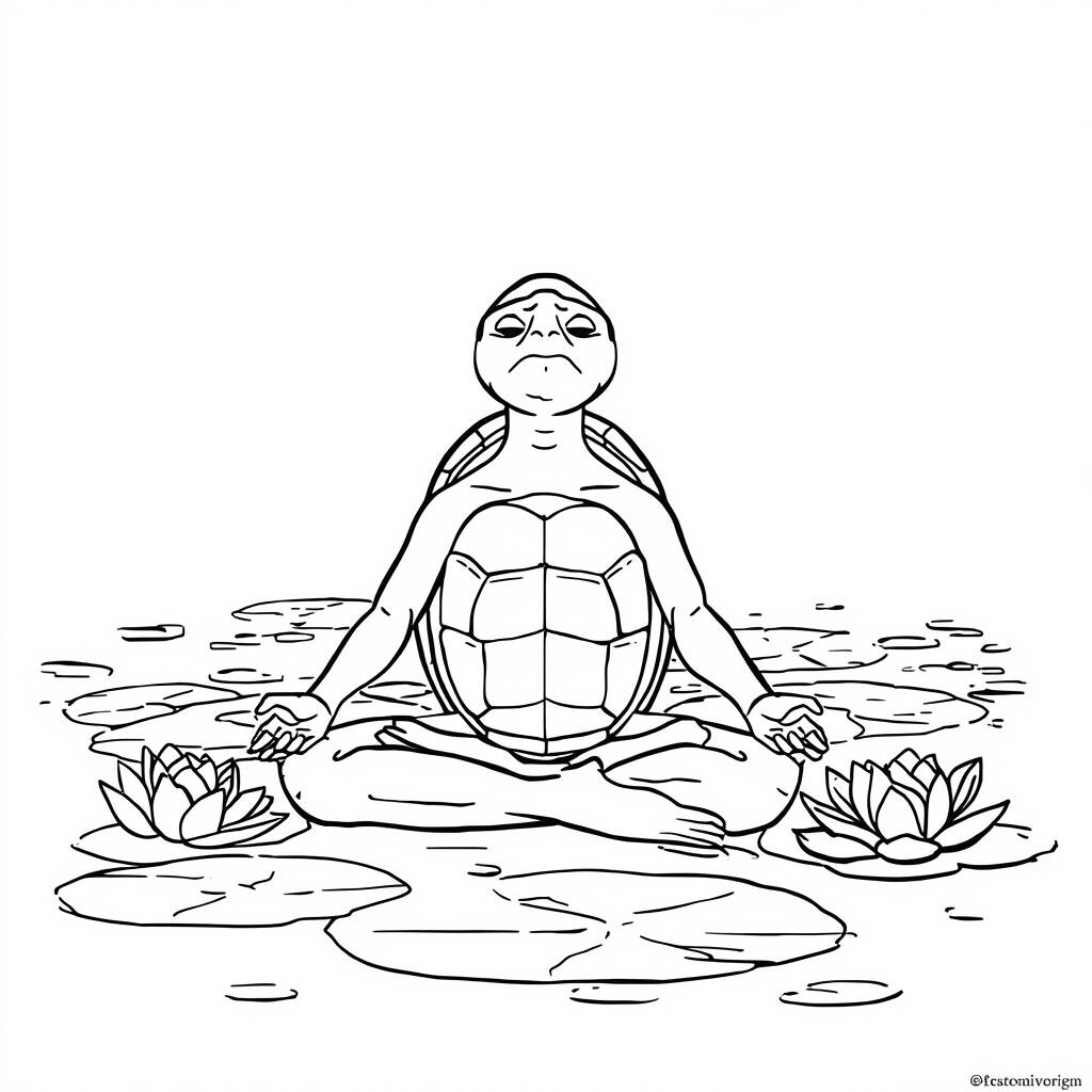 Tartaruga Zen (Desenho para Colorir)
