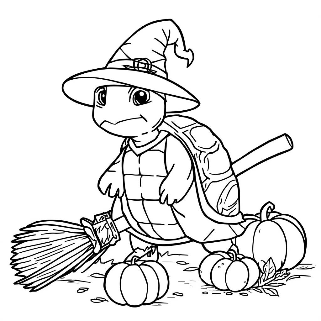 Tartaruga de Halloween (Desenho para Colorir)